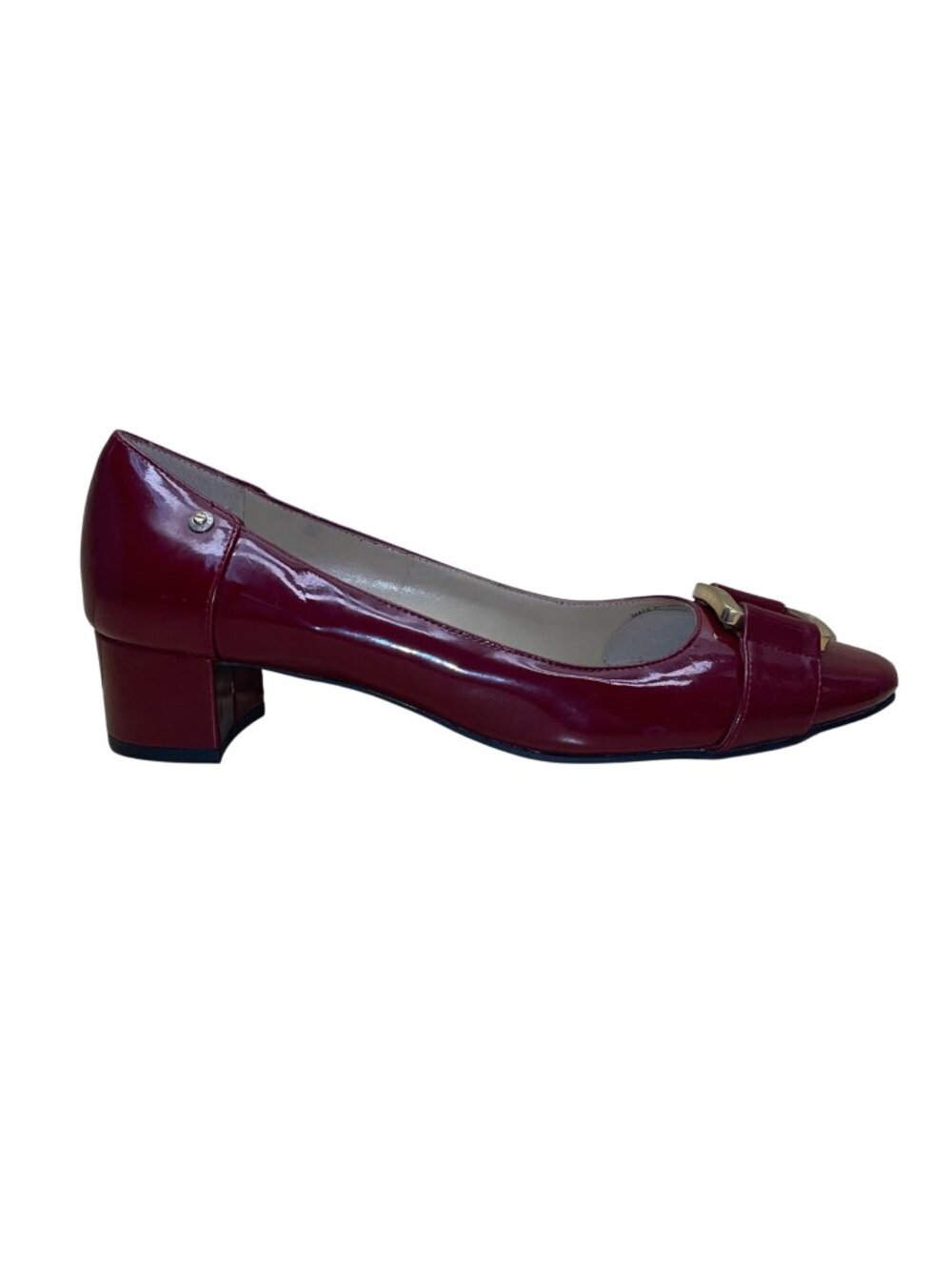 Ellen Tracy Women’s Red Patent Leather Gold Accent Strata Block Heel Pumps Sz 11